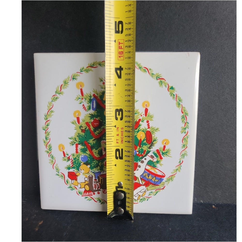 Christmas Tree and Carolers Ceramic Tile Trivets Set 2 Vintage JASCO 1982 - Picture 10 of 10